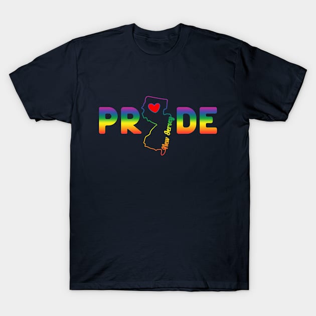 New Jersey Pride with State Outline of New Jersey in the word Pride T-Shirt by tropicalteesshop